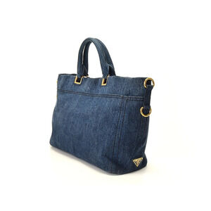 Prada tote blue bag denim